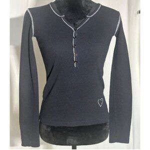 EMME JORDAN Navy Blue Henley Top, Large